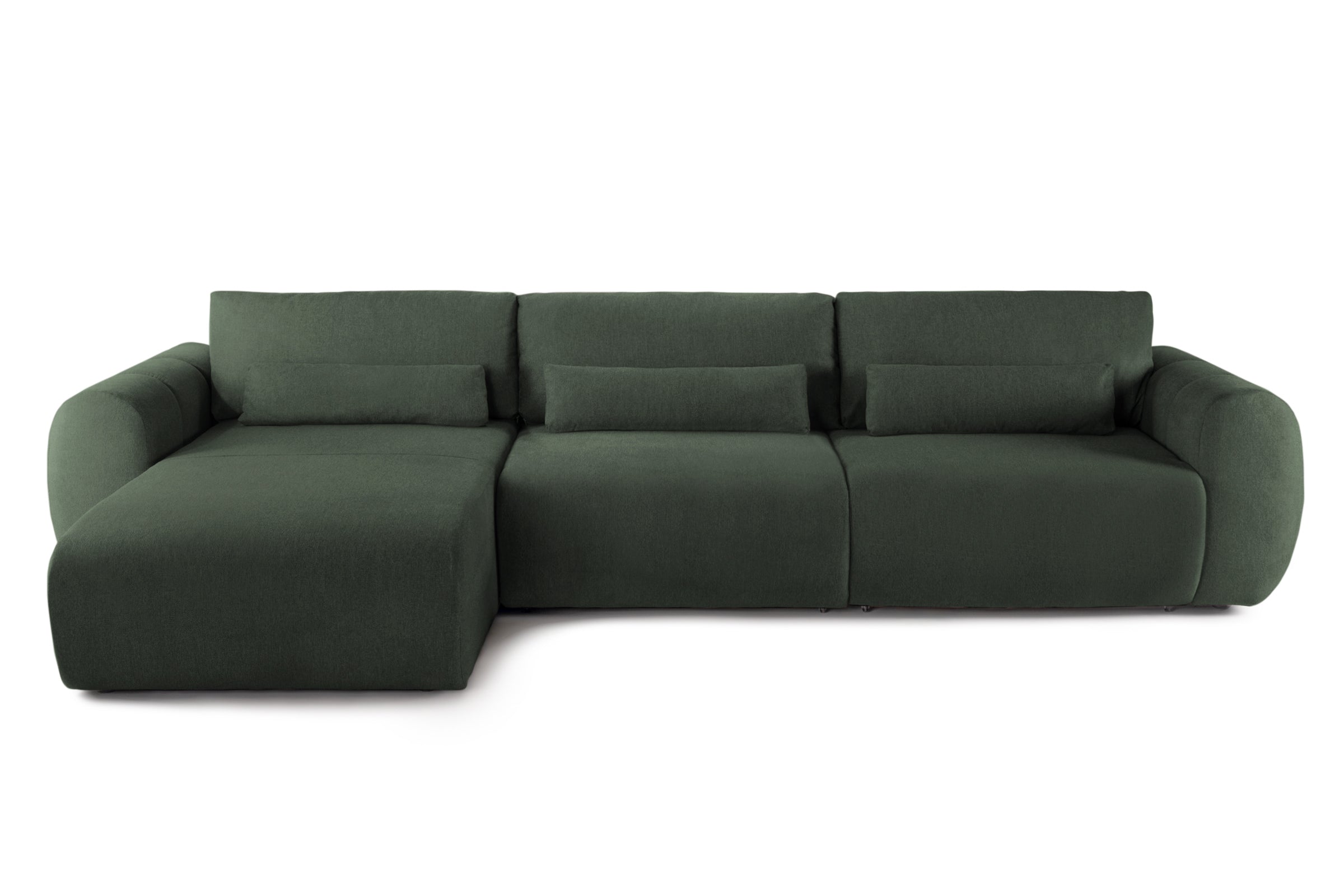 Colțar Extensibil VERSA, cu 2 lăzi depozitare, șezlong interschimbabil, 357x190x87 cm, #color_Verde-Inchis-Loft