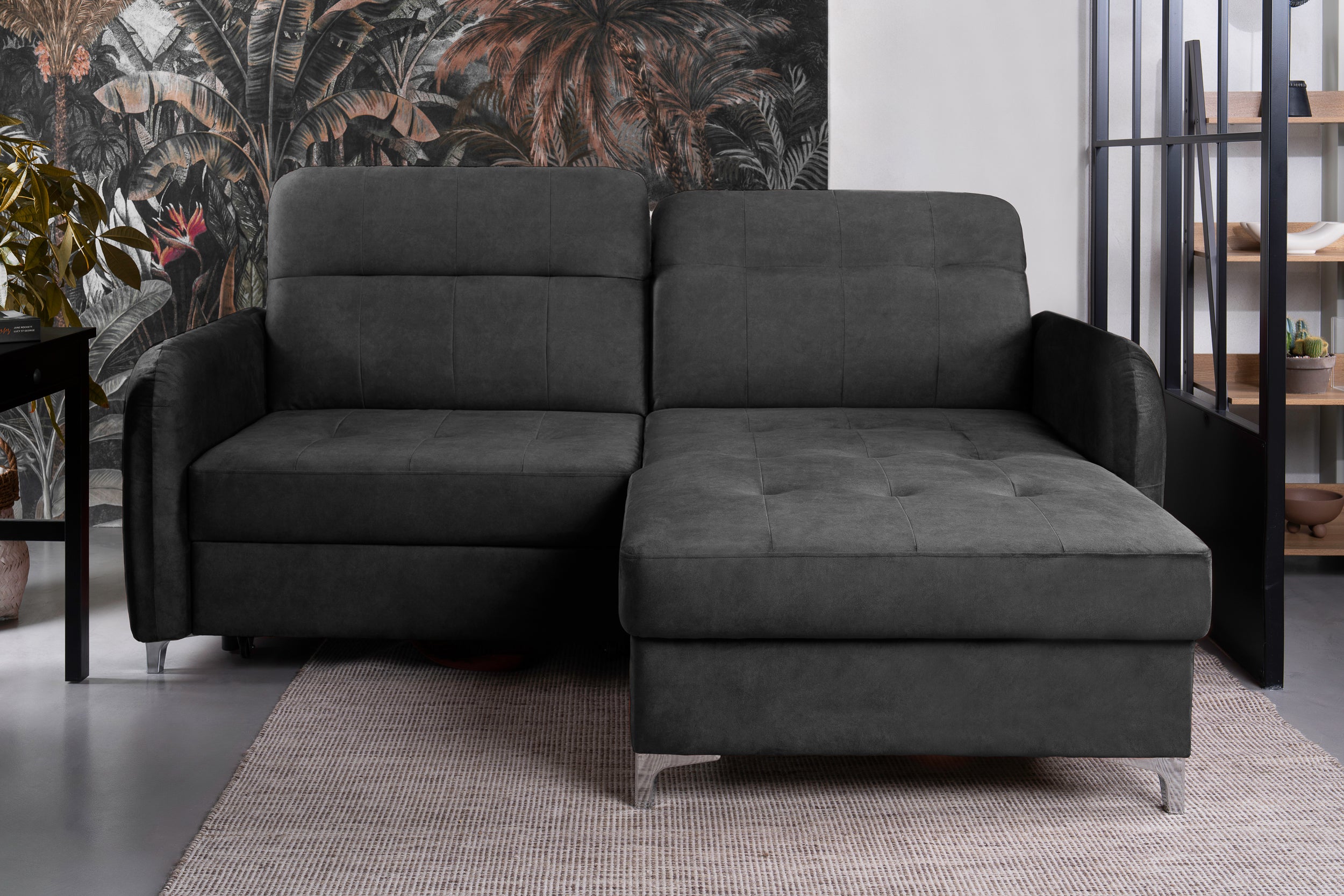 Coltar Extensibil STUDIO, cu lada depozitare, cu tetiere reglabile, 220 x 160 x 105 cm #color_Gri-Grafit-Whisper