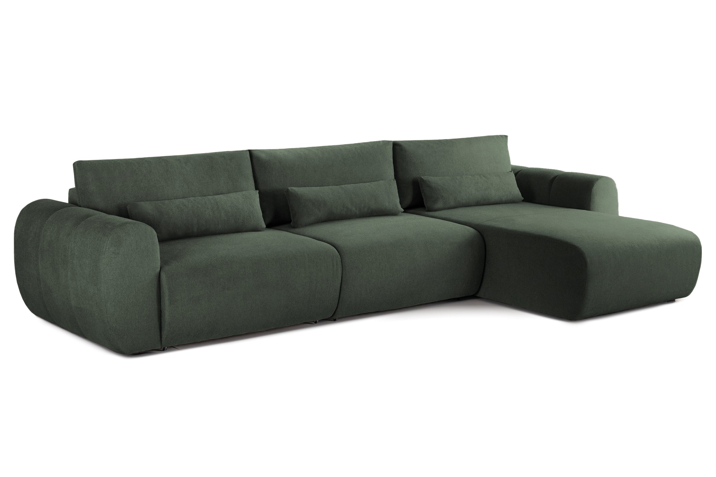 Colțar Extensibil VERSA, cu 2 lăzi depozitare, șezlong interschimbabil, 357x190x87 cm, #color_Verde-Inchis-Loft