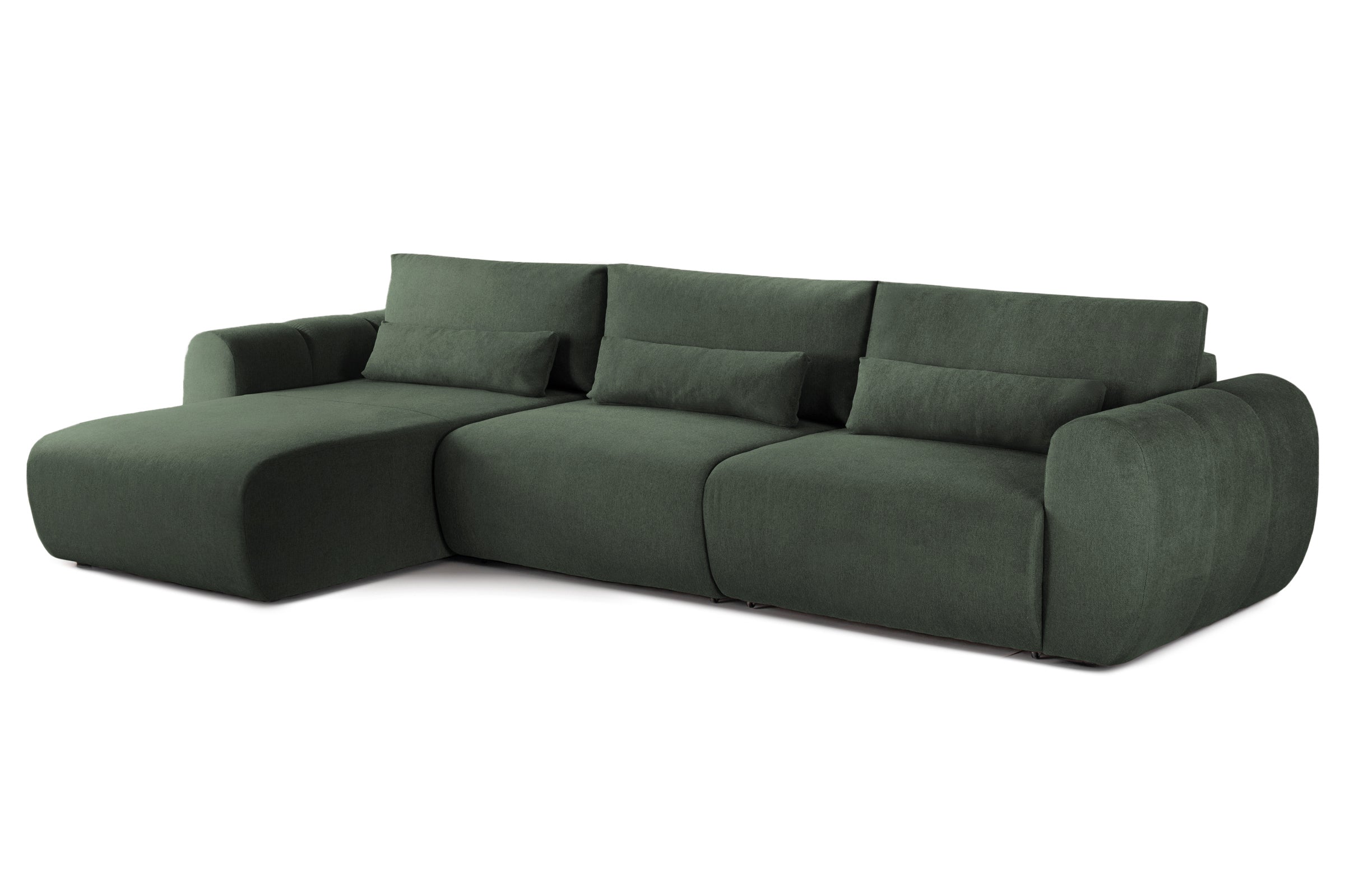 Colțar Extensibil VERSA, cu 2 lăzi depozitare, șezlong interschimbabil, 357x190x87 cm, #color_Verde-Inchis-Loft