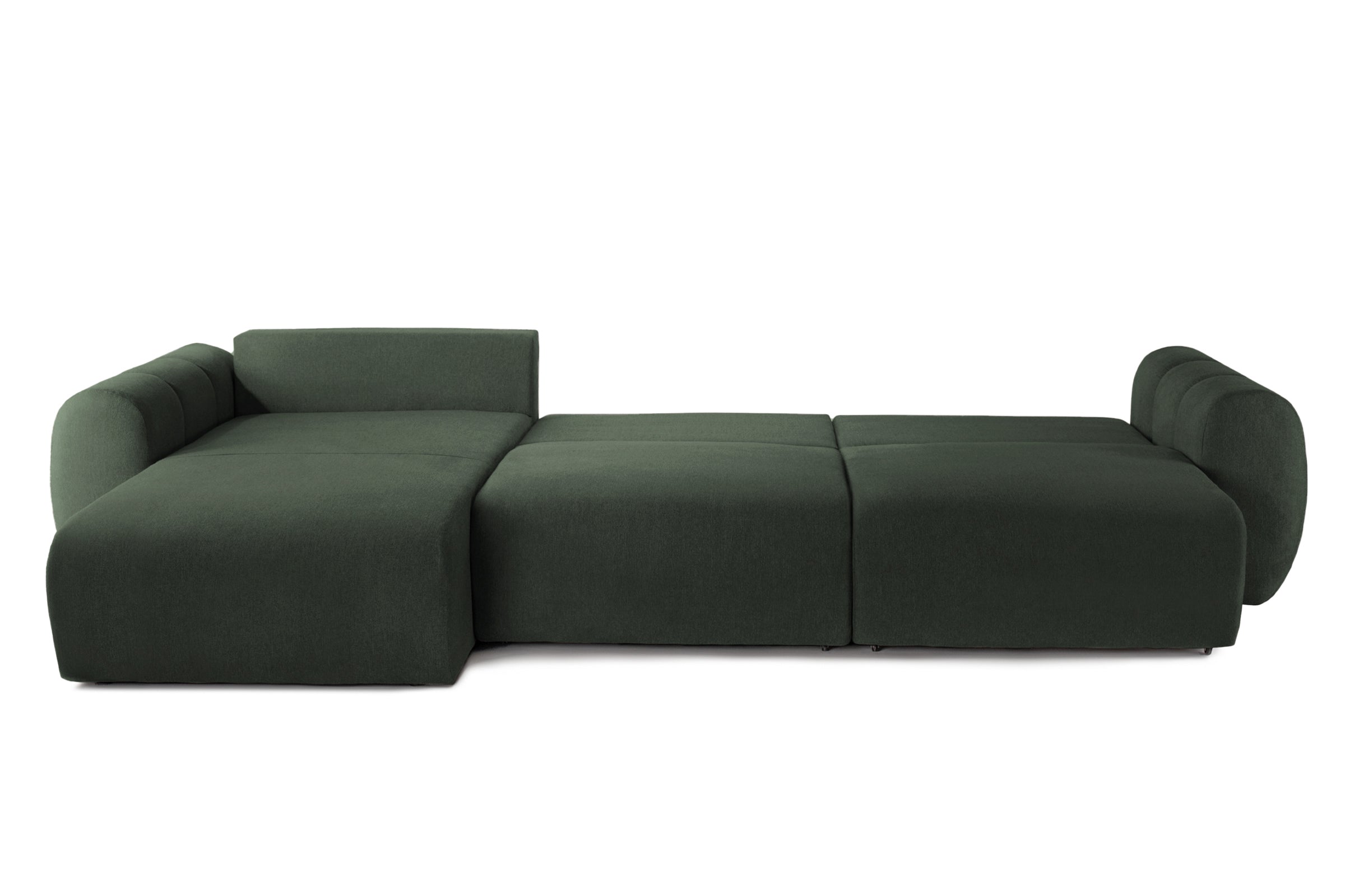 Colțar Extensibil VERSA, cu 2 lăzi depozitare, șezlong interschimbabil, 357x190x87 cm, #color_Verde-Inchis-Loft