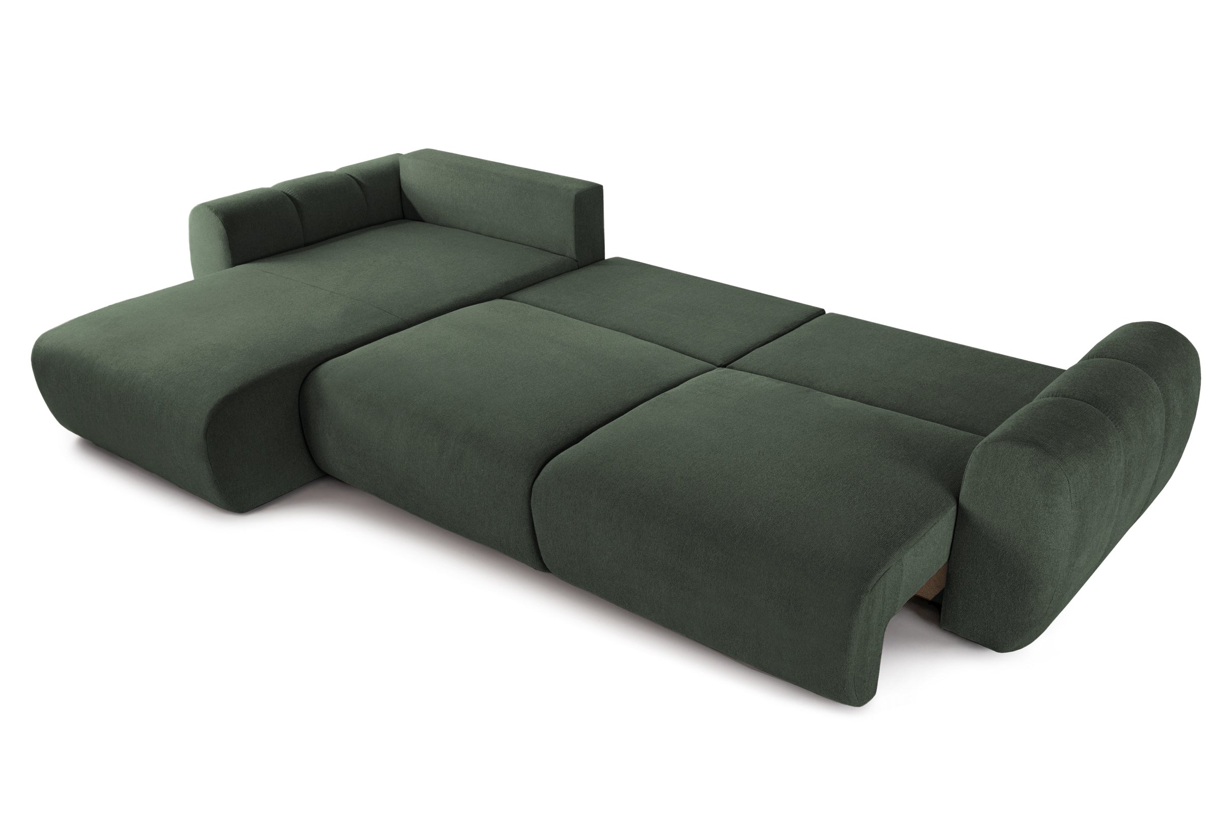 Colțar Extensibil VERSA, cu 2 lăzi depozitare, șezlong interschimbabil, 357x190x87 cm, #color_Verde-Inchis-Loft