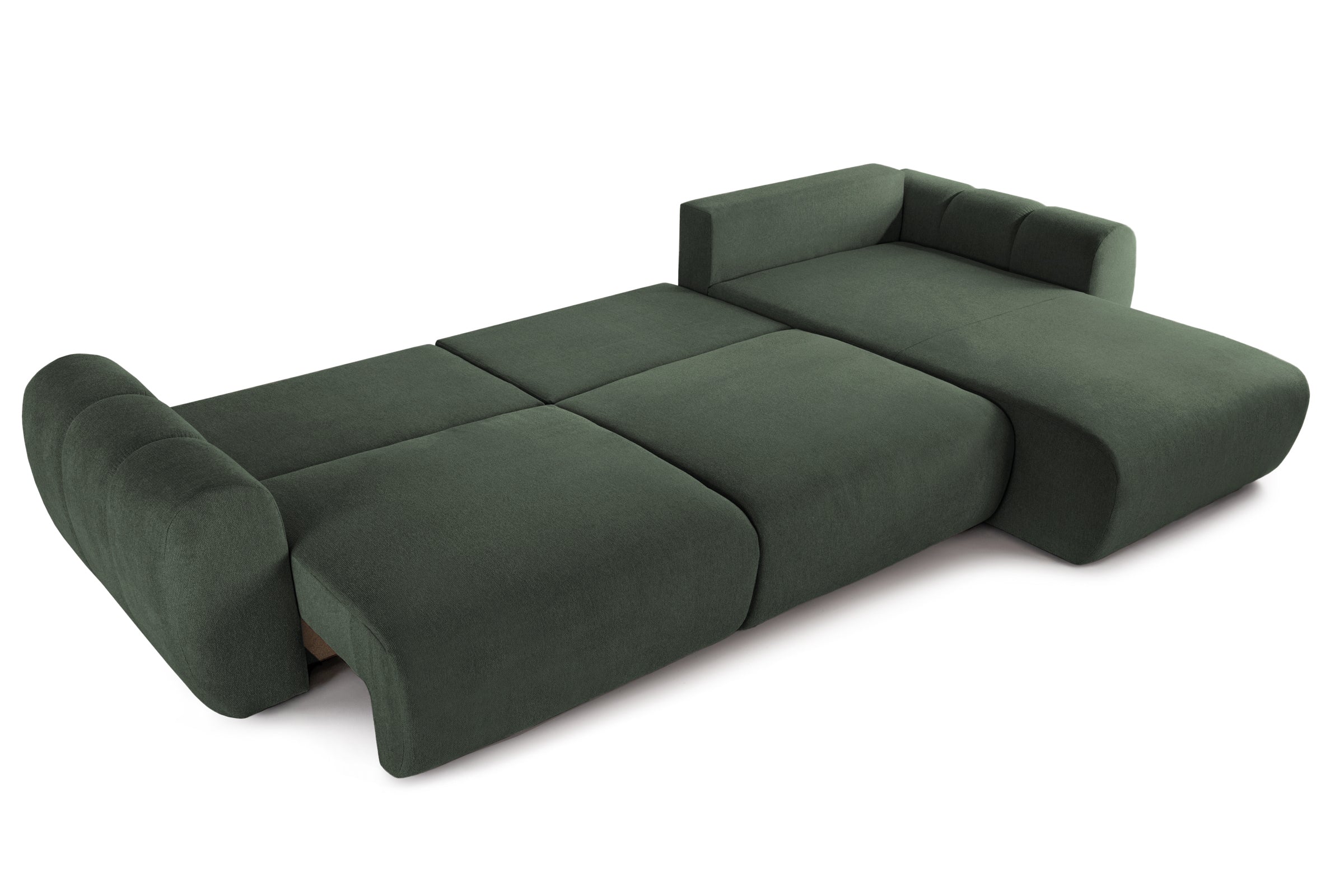 Colțar Extensibil VERSA, cu 2 lăzi depozitare, șezlong interschimbabil, 357x190x87 cm, #color_Verde-Inchis-Loft