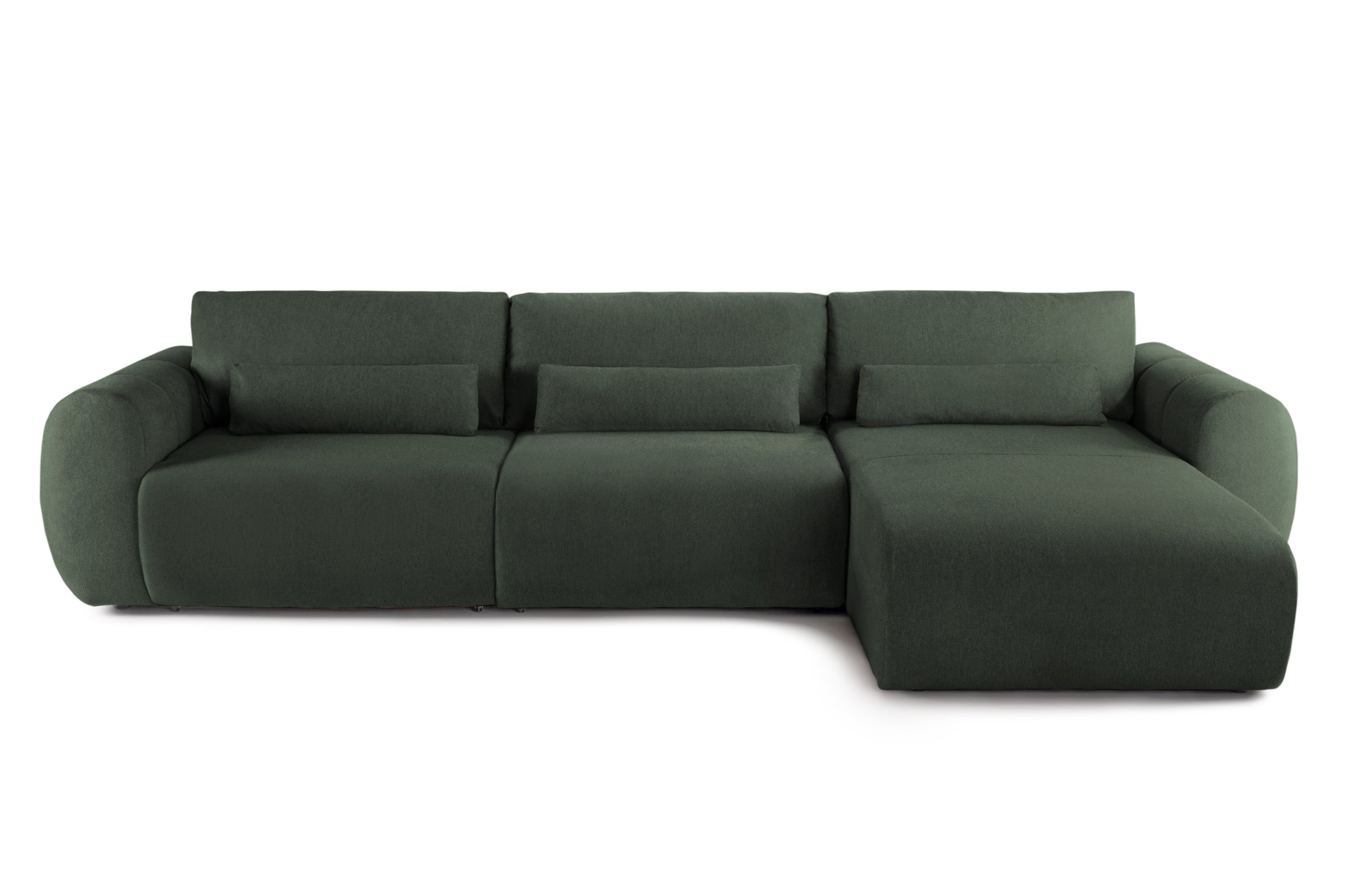 Colțar Extensibil VERSA, cu 2 lăzi depozitare, șezlong interschimbabil, 357x190x87 cm, #color_Verde-Inchis-Loft