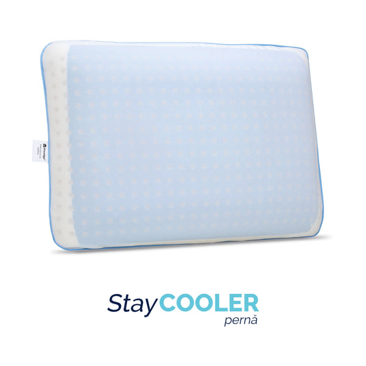 Pernă Stay Cooler, din spumă cu memorie Viscolex cu efect de răcire, husă detașabilă cu efect de ventilație al aerului, 60x40x15 cm - Prestige Home