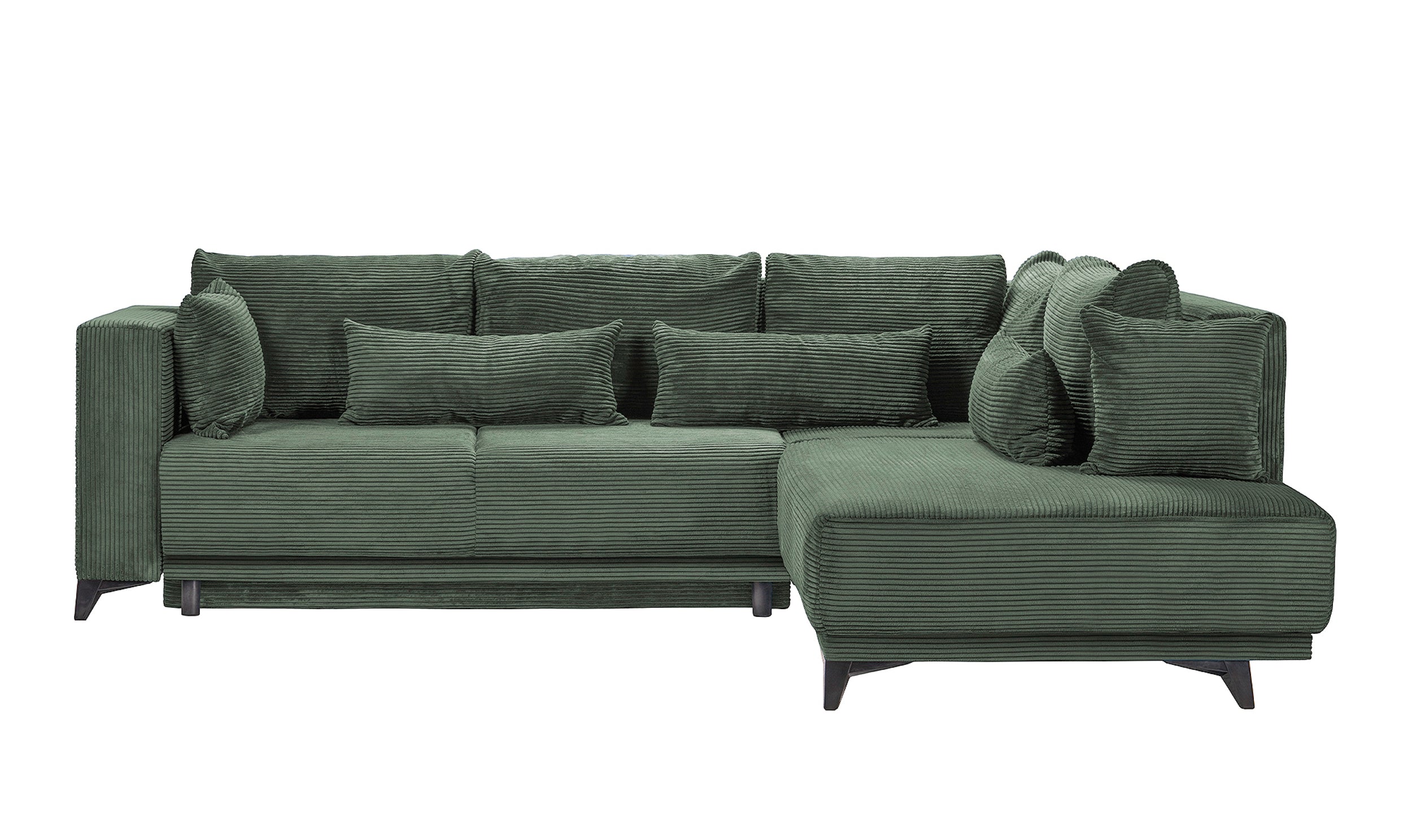 Colțar Extensibil NOMAD, cu ladă de depozitare, variante stânga/dreapta 280x215x90 cm, Prestigehome.ro, #color_Verde-Zoom