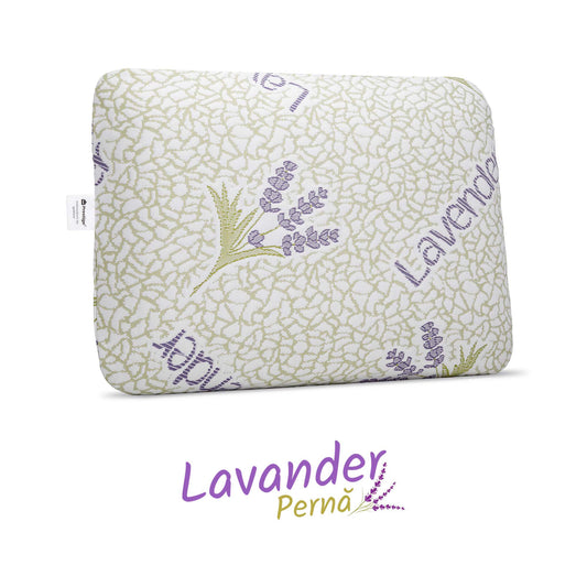 Pernă Lavander Therapy, din spumă cu memorie flexibilă, husă detașabilă și lavabilă, 60x40x15 cm - Prestige Home