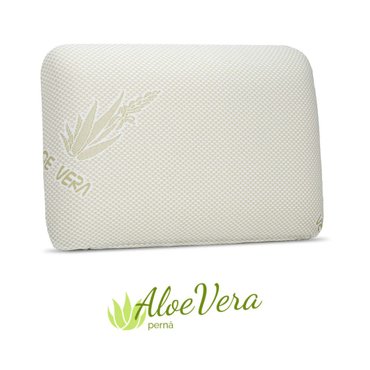 Pernă Aloe Vera Therapy, din spumă cu memorie flexibilă, husă detașabilă și lavabilă, 60x40x15 cm - Prestige Home