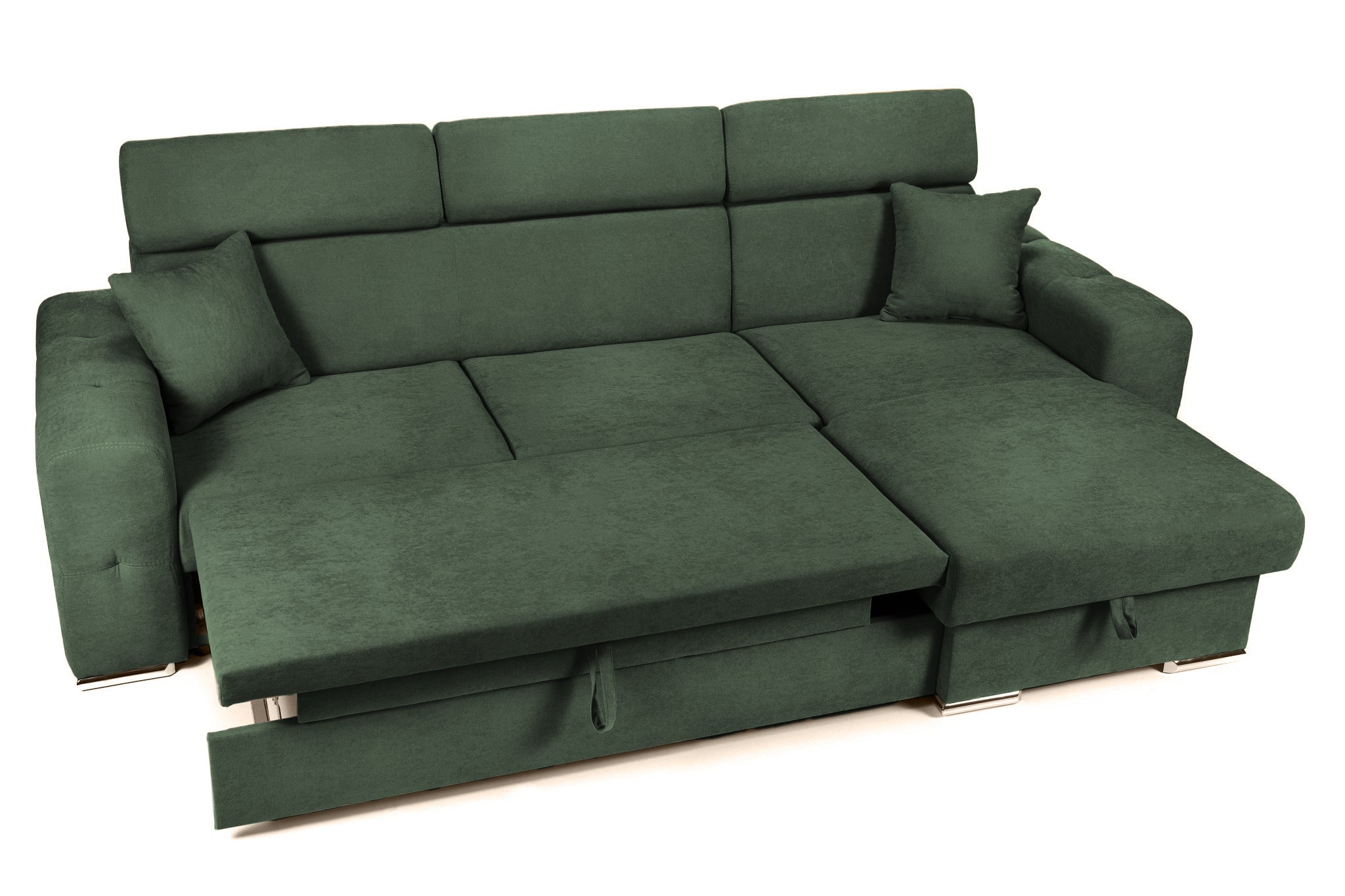 Coltar Extensibil BELLAGIO, sezlong interschimbabil, cu lada de depozitare, cu tetiere, 275x170x85 cm - Prestigehome.ro - Coltare - Prestige - #color_Verde-Enjoy