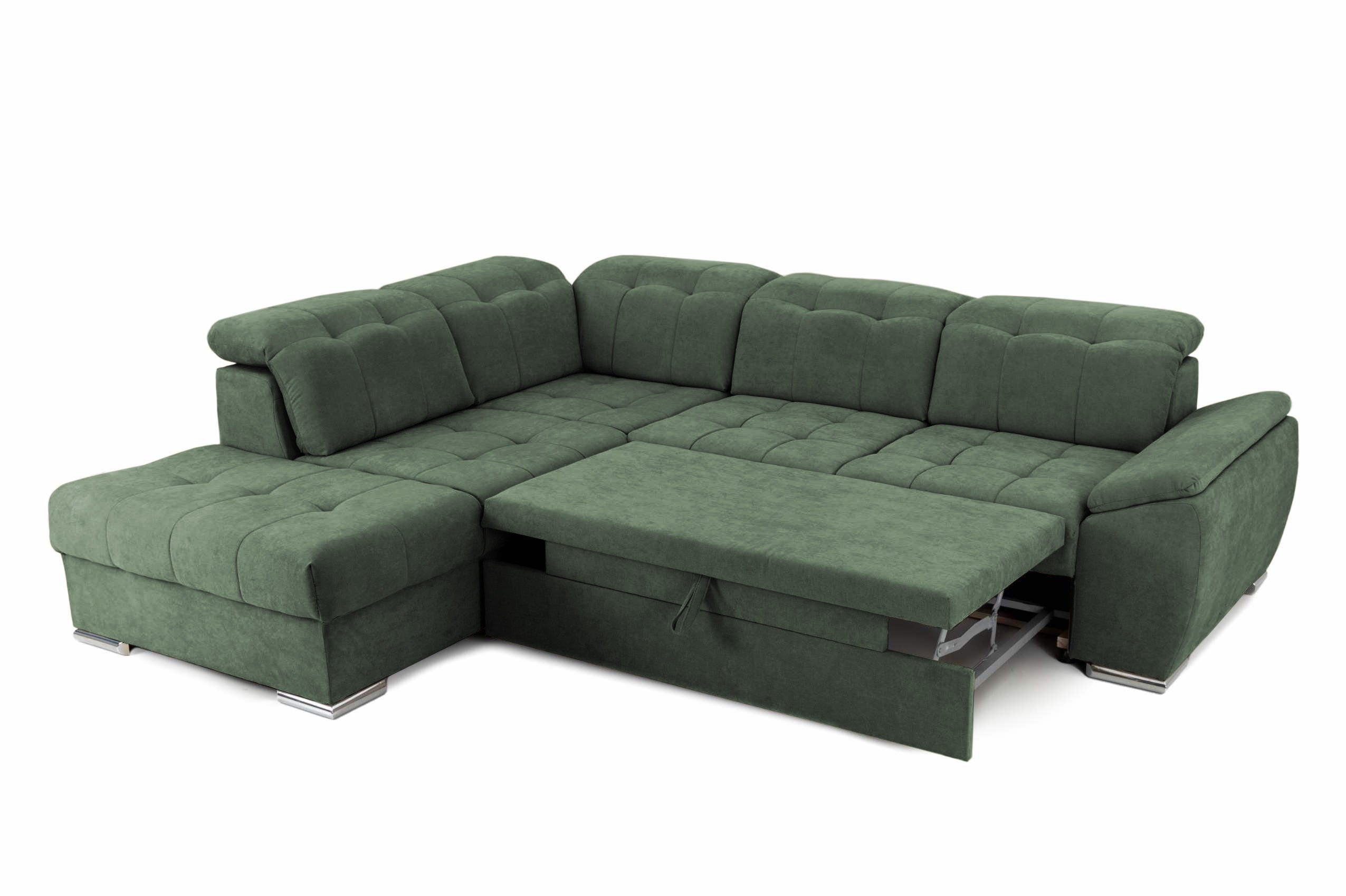 Coltar Extensibil pe dreapta ENZO, cu tetiere 265x230x80 cm #color_Verde-Enjoy