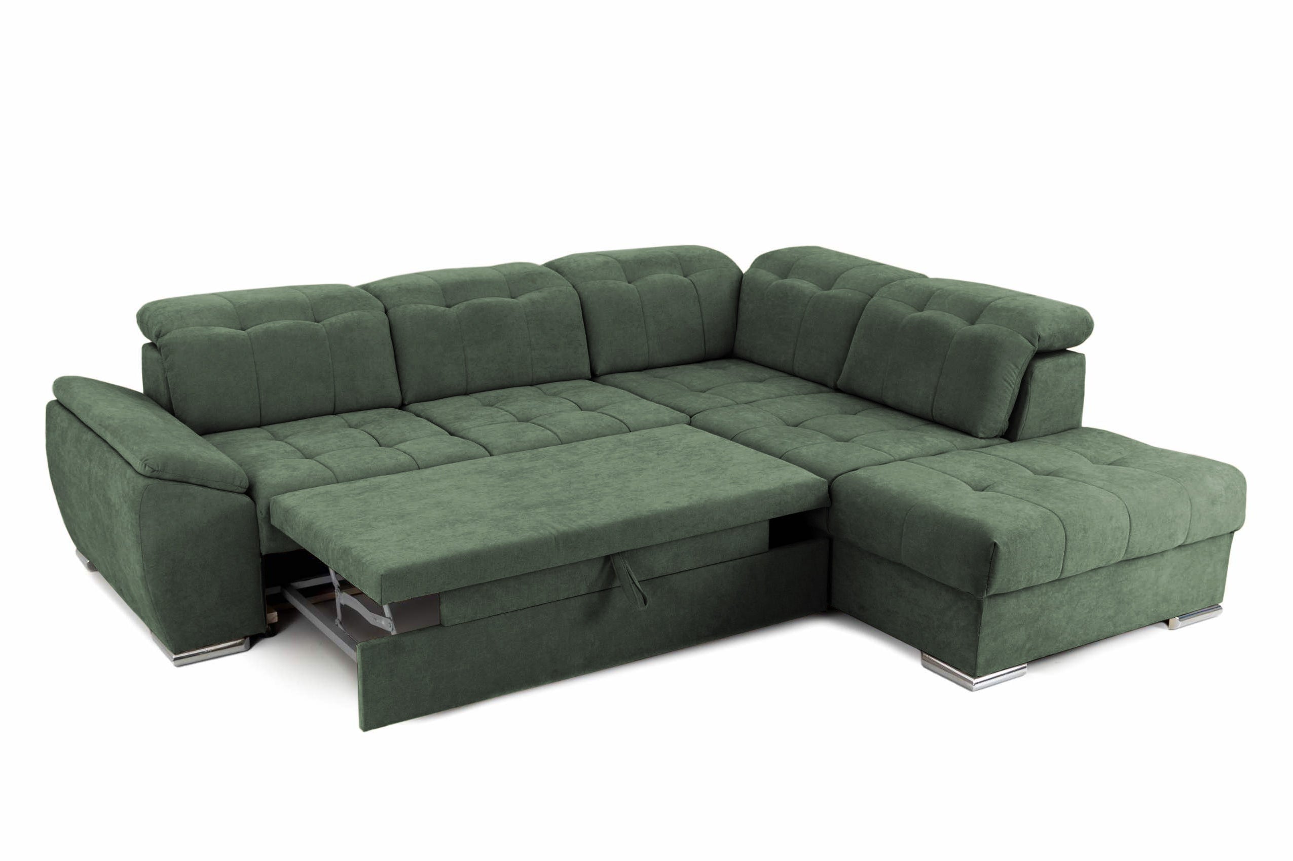 Coltar Extensibil pe dreapta ENZO, cu tetiere 265x230x80 cm #color_Verde-Enjoy