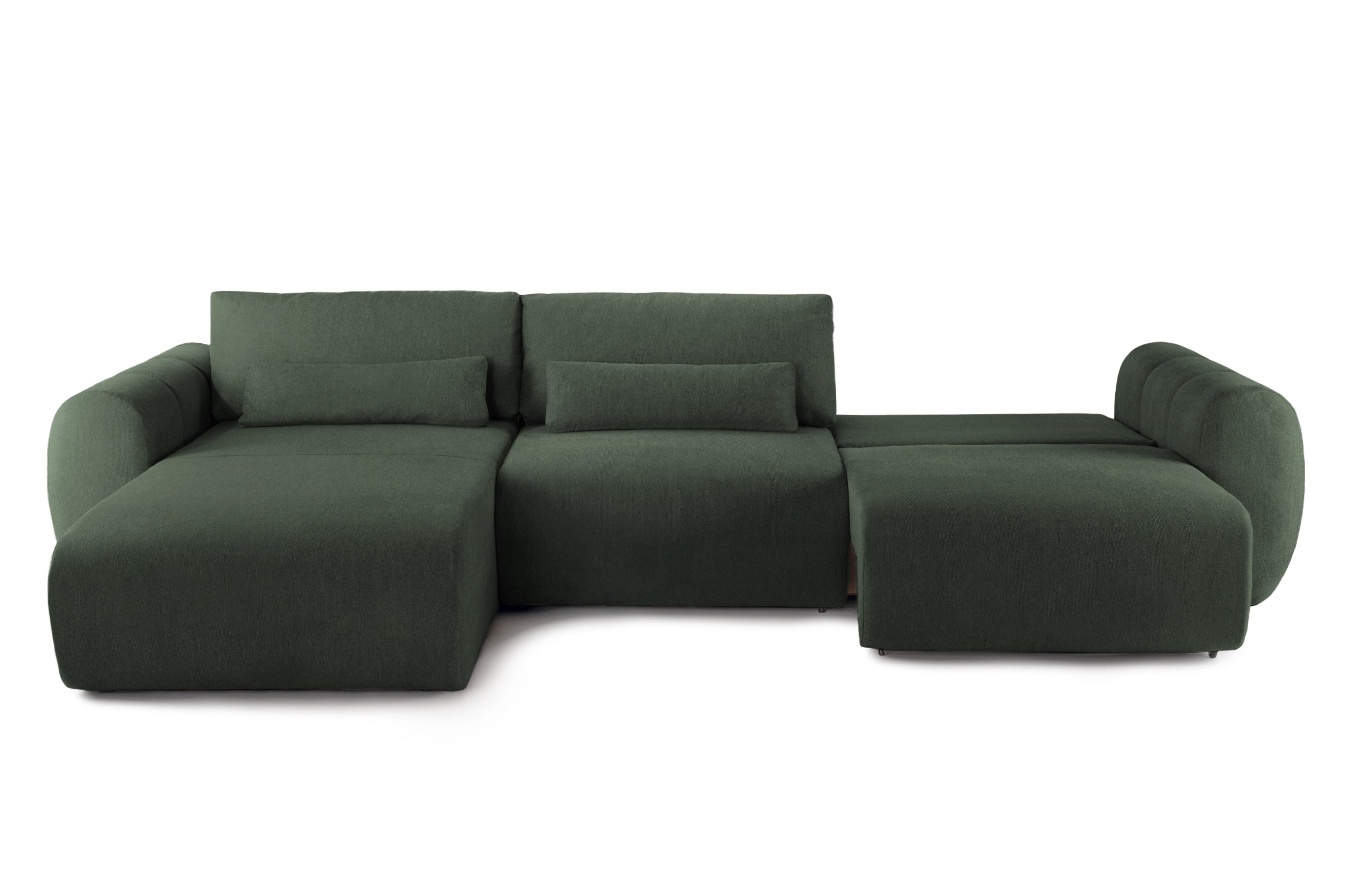 Colțar Extensibil VERSA, cu 2 lăzi depozitare, șezlong interschimbabil, 357x190x87 cm, #color_Verde-Inchis-Loft