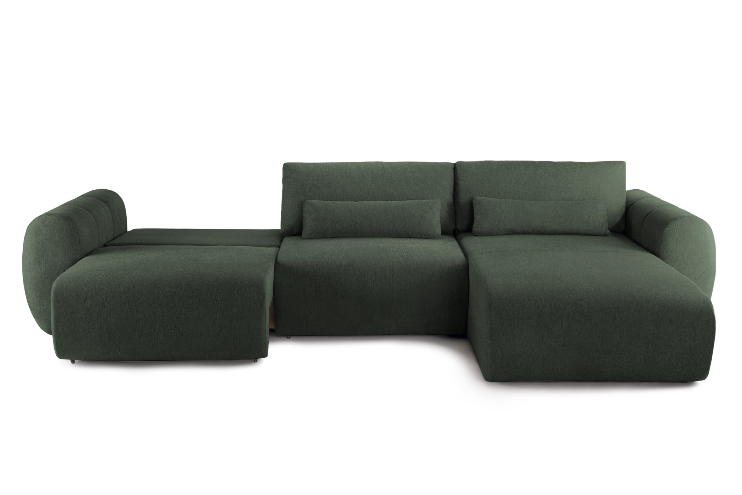 Colțar Extensibil VERSA, cu 2 lăzi depozitare, șezlong interschimbabil, 357x190x87 cm, #color_Verde-Inchis-Loft