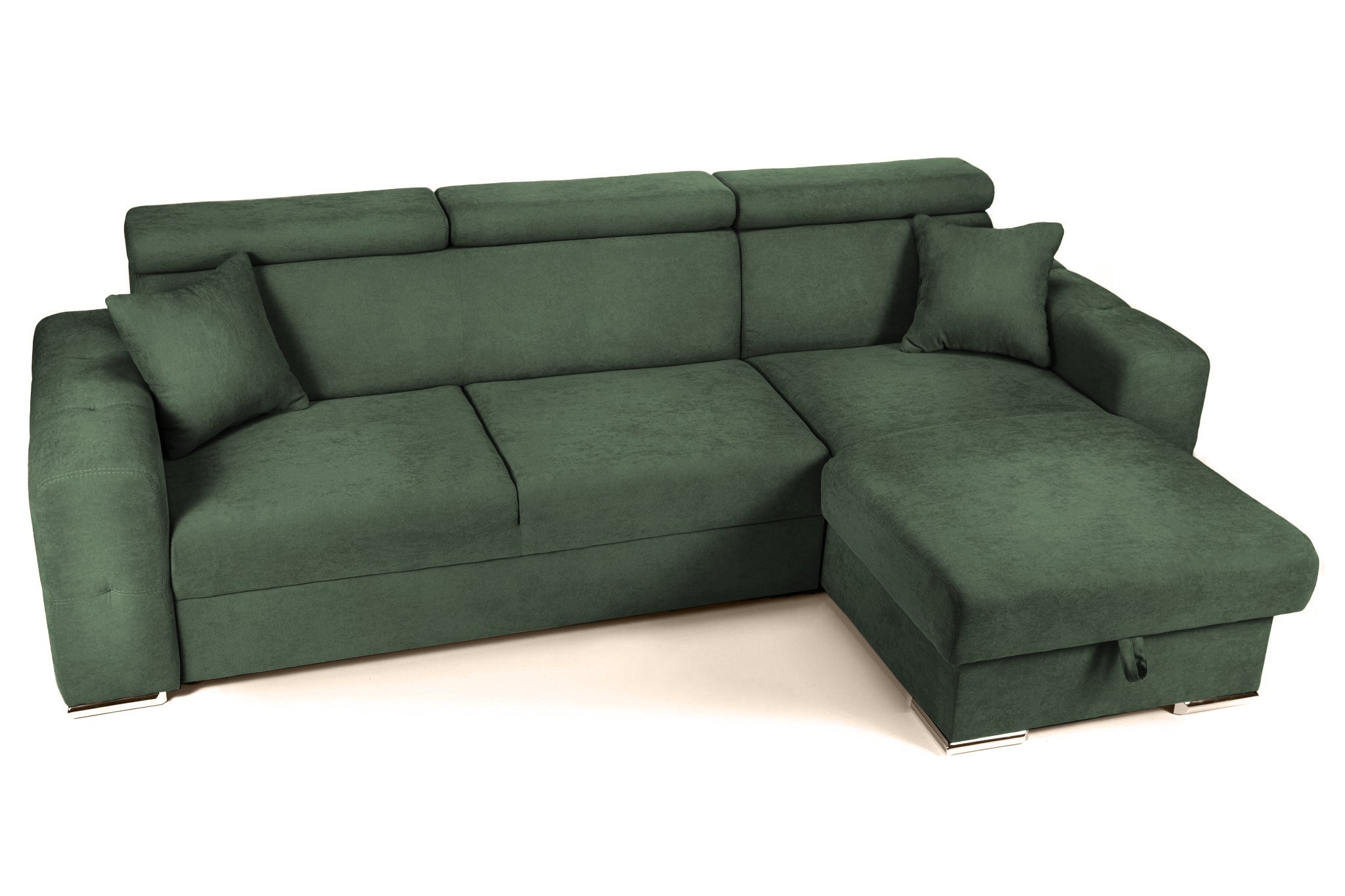 Coltar Extensibil BELLAGIO, sezlong interschimbabil, cu lada de depozitare, cu tetiere, 275x170x85 cm - Prestigehome.ro - Coltare - Prestige - #color_Verde-Enjoy