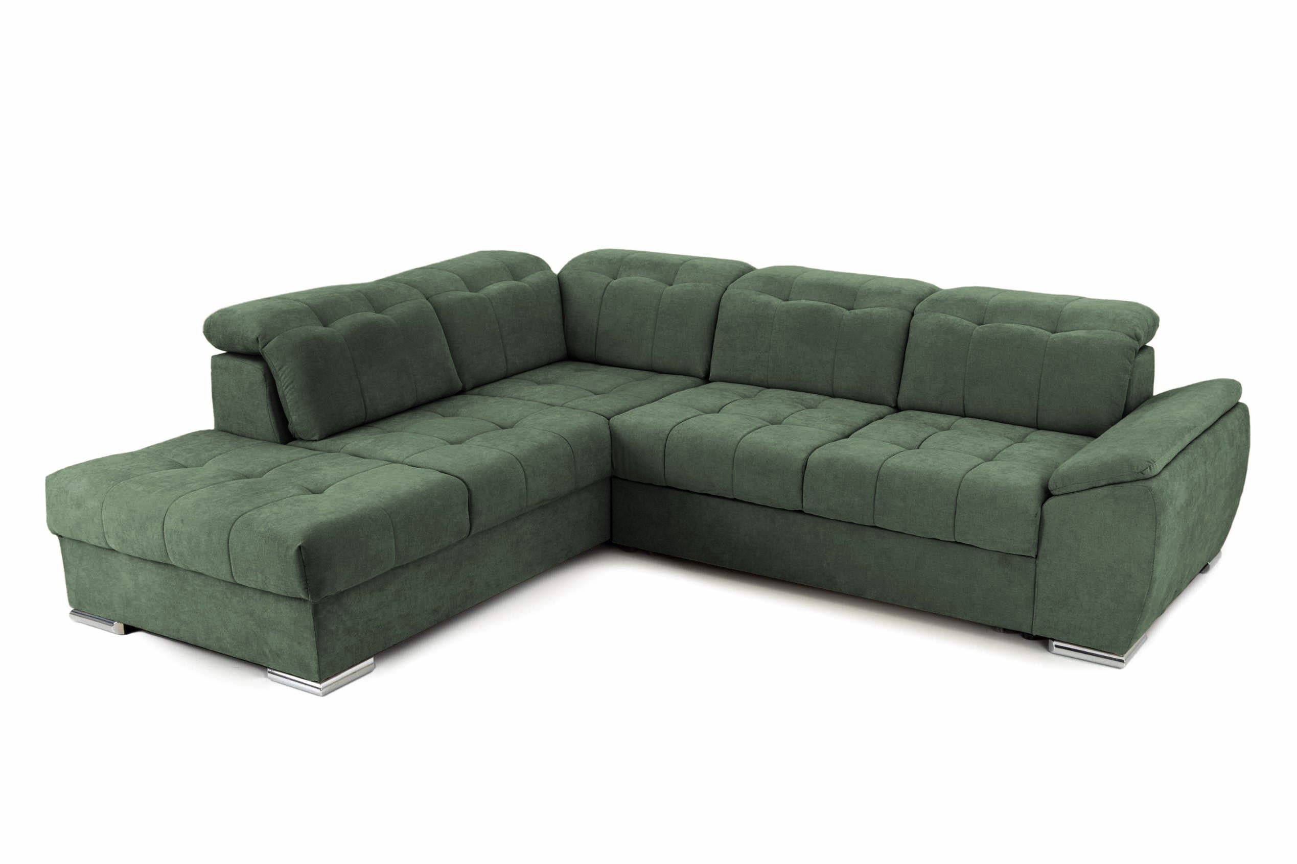 Coltar Extensibil pe dreapta ENZO, cu tetiere 265x230x80 cm #color_Verde-Enjoy