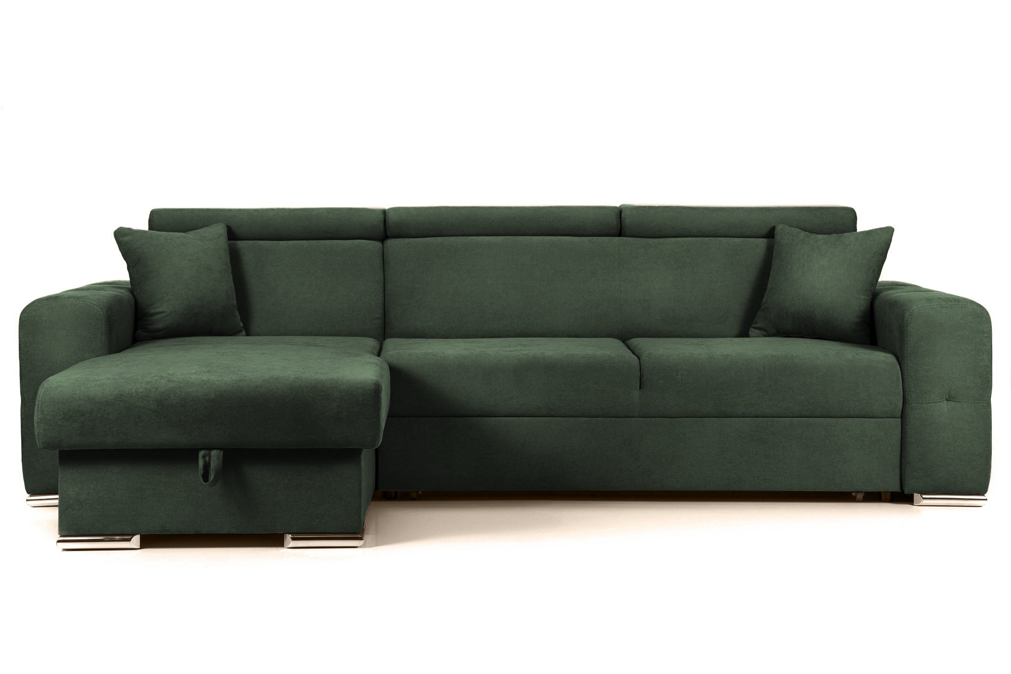 Coltar Extensibil BELLAGIO, sezlong interschimbabil, cu lada de depozitare, cu tetiere, 275x170x85 cm - Prestigehome.ro - Coltare - Prestige - #color_Verde-Enjoy