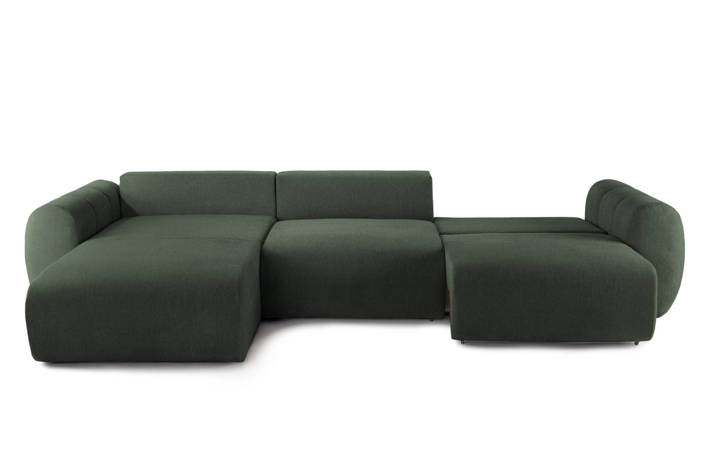 Colțar Extensibil VERSA, cu 2 lăzi depozitare, șezlong interschimbabil, 357x190x87 cm, #color_Verde-Inchis-Loft