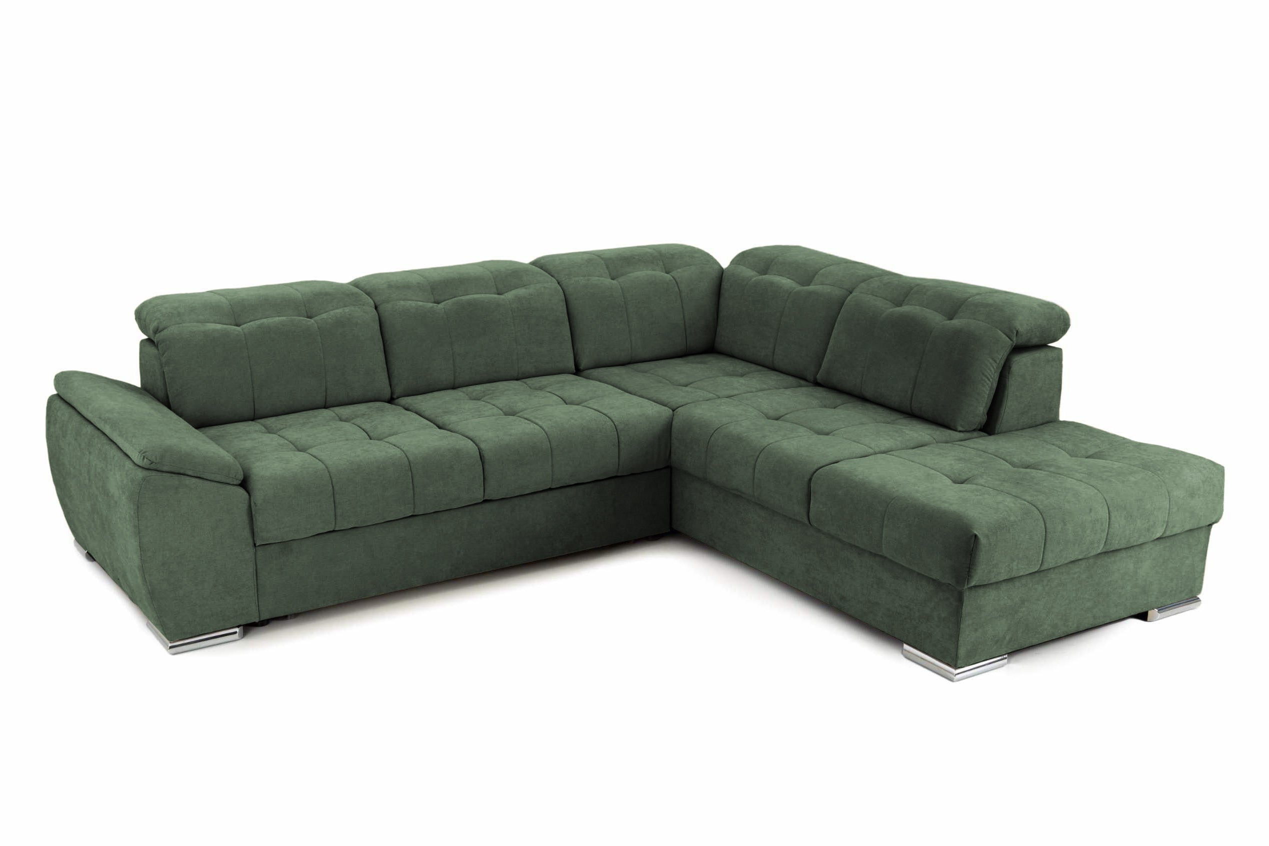 Coltar Extensibil pe dreapta ENZO, cu tetiere 265x230x80 cm #color_Verde-Enjoy