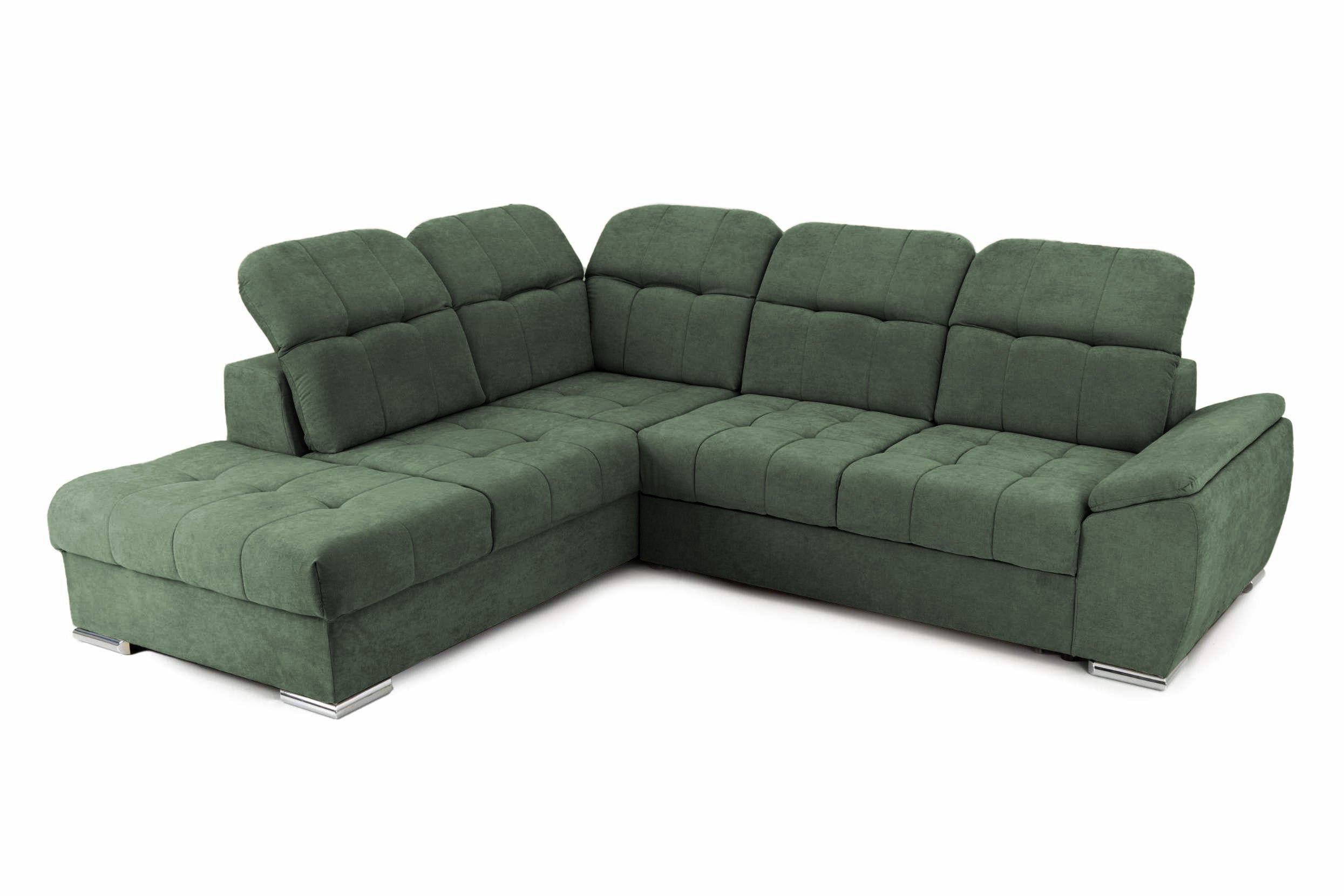 Coltar Extensibil pe dreapta ENZO, cu tetiere 265x230x80 cm #color_Verde-Enjoy