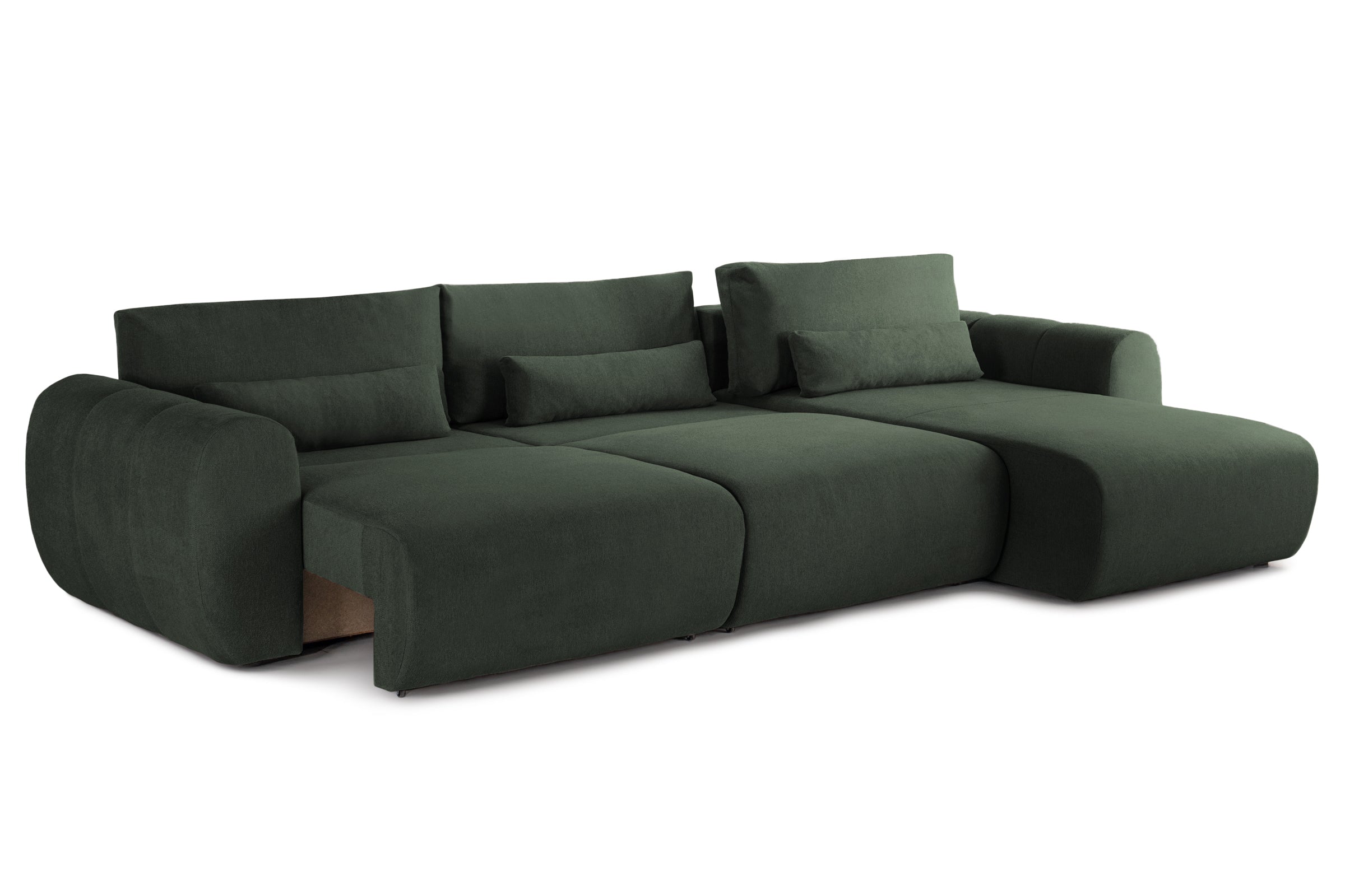 Colțar Extensibil VERSA, cu 2 lăzi depozitare, șezlong interschimbabil, 357x190x87 cm, #color_Verde-Inchis-Loft