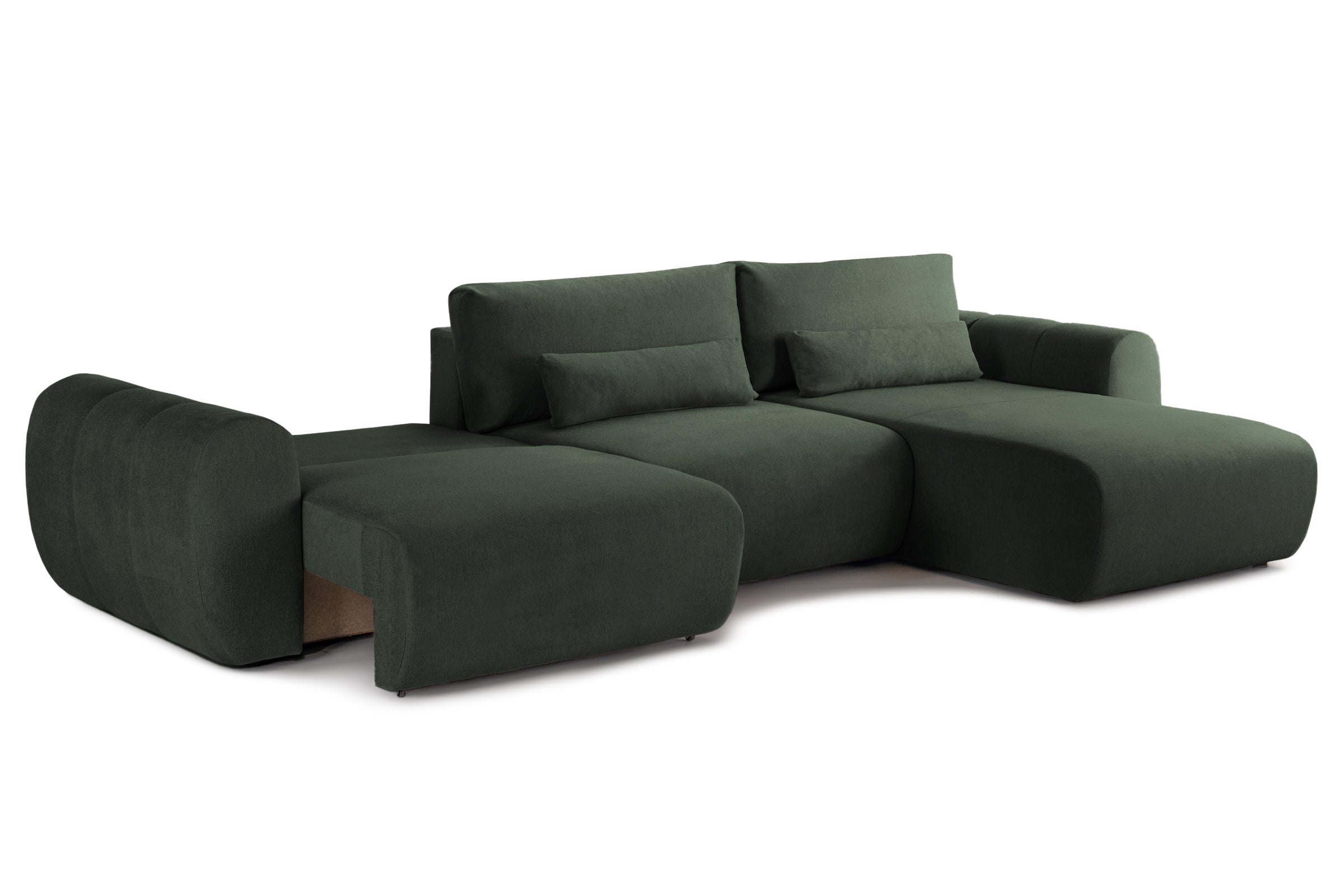 Colțar Extensibil VERSA, cu 2 lăzi depozitare, șezlong interschimbabil, 357x190x87 cm, #color_Verde-Inchis-Loft