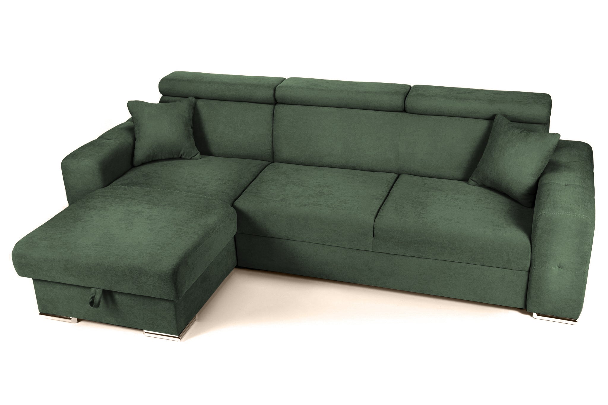 Coltar Extensibil BELLAGIO, sezlong interschimbabil, cu lada de depozitare, cu tetiere, 275x170x85 cm - Prestigehome.ro - Coltare - Prestige - #color_Verde-Enjoy