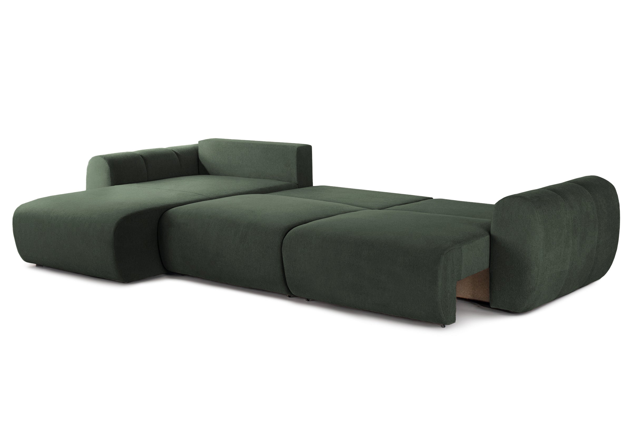 Colțar Extensibil VERSA, cu 2 lăzi depozitare, șezlong interschimbabil, 357x190x87 cm, #color_Verde-Inchis-Loft