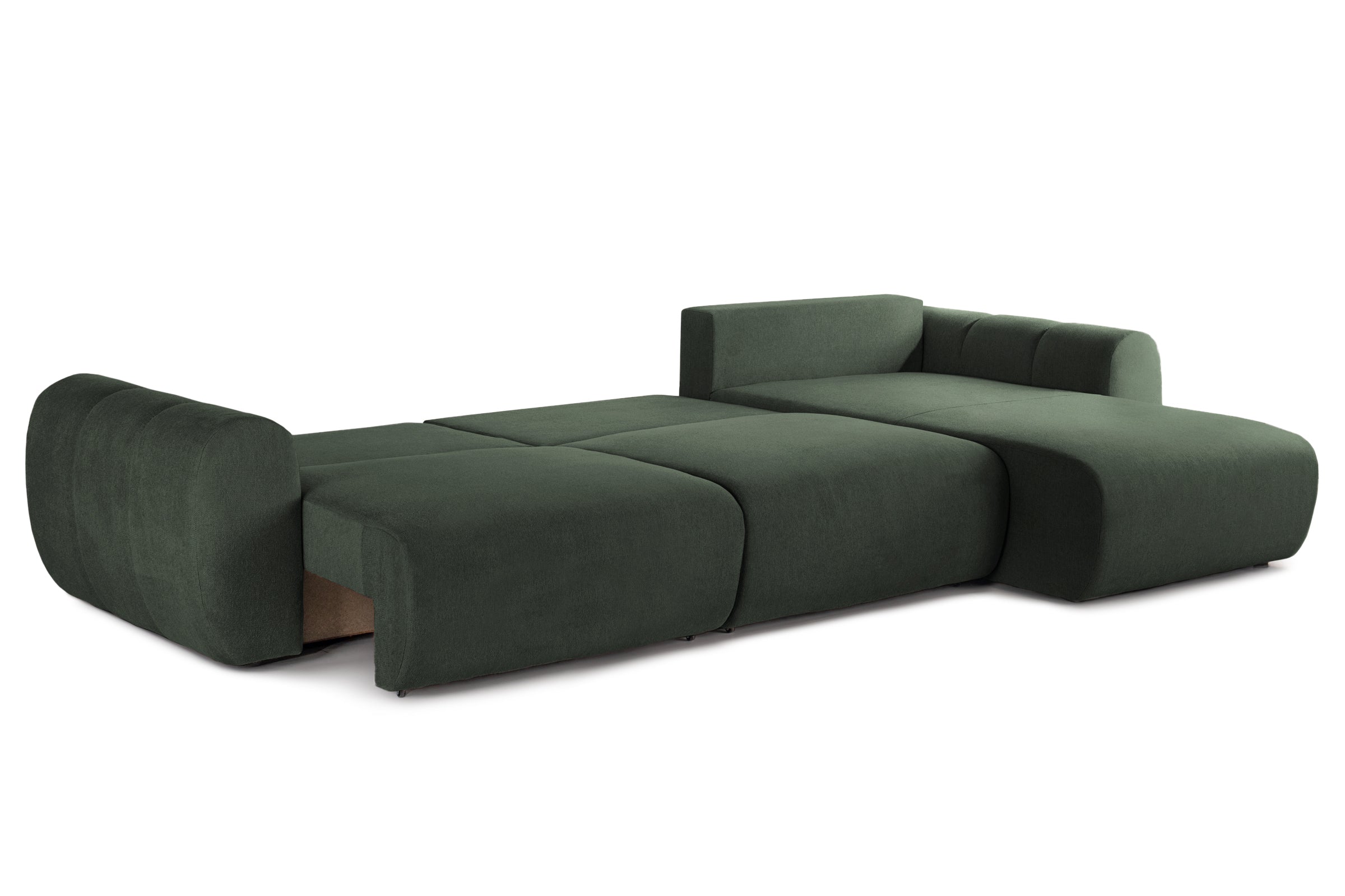 Colțar Extensibil VERSA, cu 2 lăzi depozitare, șezlong interschimbabil, 357x190x87 cm, #color_Verde-Inchis-Loft