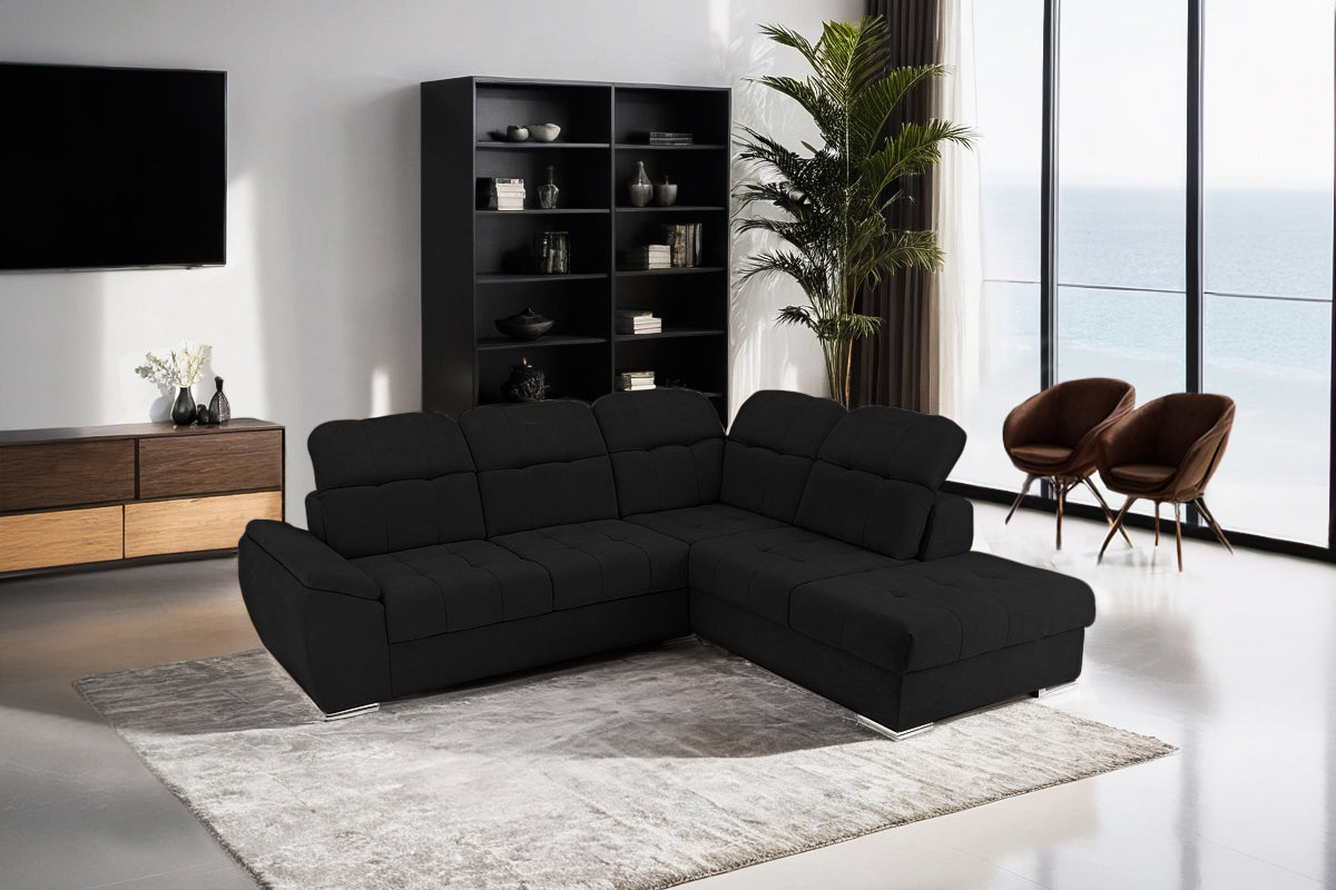 Coltar Extensibil pe dreapta ENZO, cu tetiere 265x230x80 cm #color_negru-enjoy