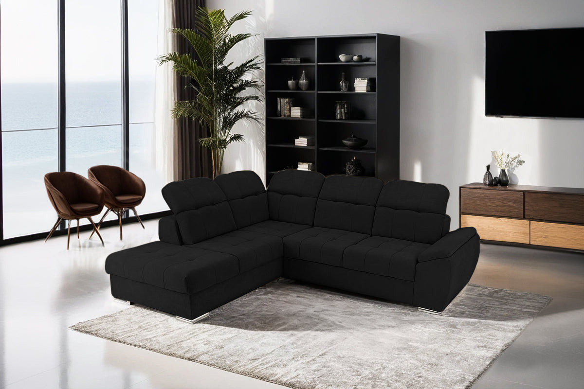 Coltar Extensibil pe dreapta ENZO, cu tetiere 265x230x80 cm #color_negru-enjoy