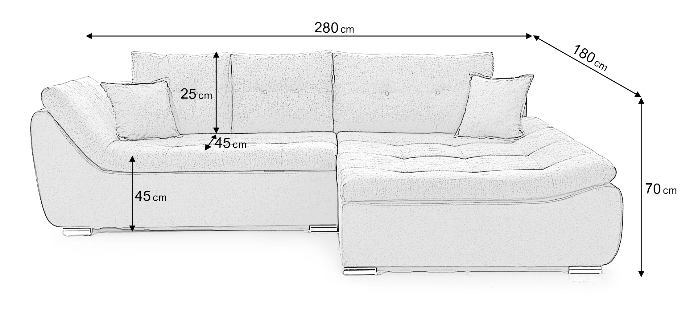 Coltar Extensibil pe dreapta LORENZO, cu lada de depozitare, 285x180x70 cm,- Prestigehome.ro - Coltare - Prestige - 