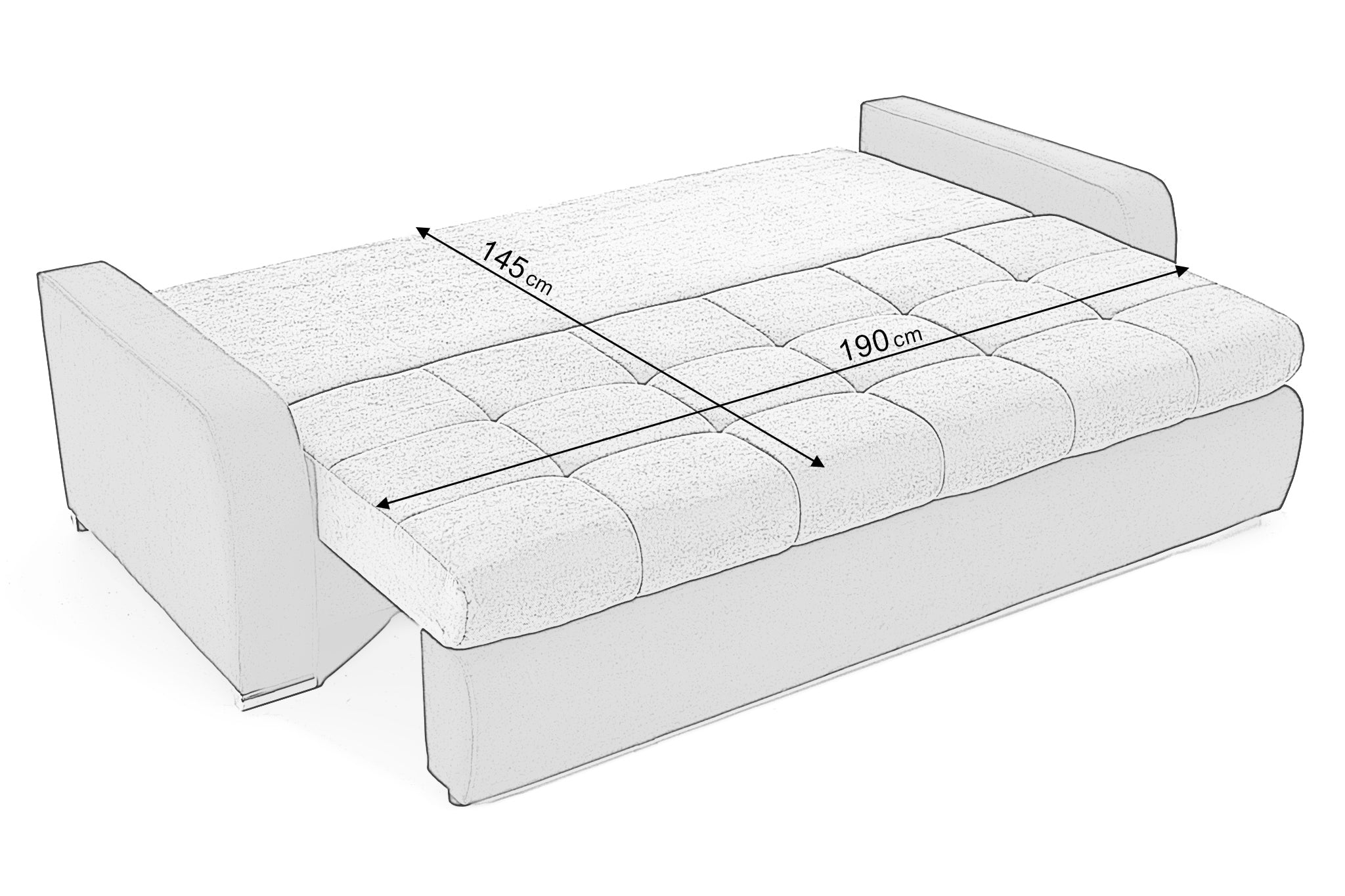 Canapea Extensibilă 3 locuri  VENETIA, cu ladă de depozitare, 220x100x90 cm