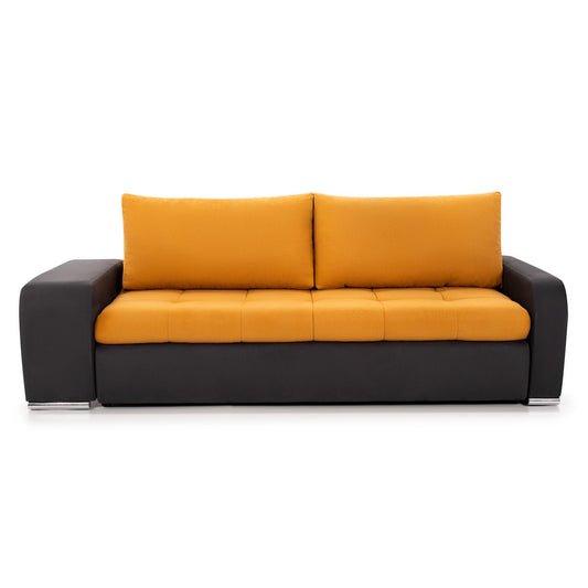 Canapea Extensibilă 3 locuri CAROL, cu ladă de depozitare, 250x100x75 cm, Mango/Negru - Prestige Home  